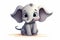 Playful Cute grey cartoon elephant. Generate Ai
