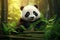 Playful Cute panda with bamboo nature. Generate Ai