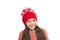 Playful cutie. Why children seems cute. Adorable baby wear cute winter knitted hat. Cute accessories. Girl wear winter