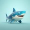 Playful Cyan Shark 3d Rendering With Vray