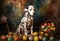 Playful Dalmatian Pup amidst Rainbow Eggstravaganza (AI Generated)