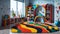 Playful decoration kindergarten playroom or preschool classroom. Ai Generated