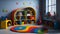 Playful decoration kindergarten playroom or preschool classroom. Ai Generated