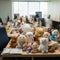 Playful Desk Decor: Stuffed Animals Bring Cheer to Open Office