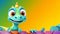 A playful dinosaur with big eyes curiously peeks over a bright colored edge, Ai Generated