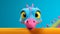 A playful dinosaur with big eyes curiously peeks over a bright colored edge, Ai Generated