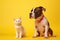 The Playful Dog and Curious Kitten, Unlikely Best Friends AI Generated Illustration