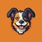 Playful Dog Mascot Cartoon On Orange Background