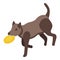 Playful dog toy icon, isometric style