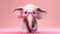 Playful Elephant: 3D Cartoon Character in Pink Shades