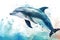 A playful and energetic Dolphin jumping out of the water, showing off its playful and energetic nature. Generative AI