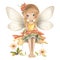 Playful fairyland magic, vibrant illustration of cute fairies with colorful wings and enchanting flower accents