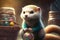 Playful Ferret with a Squeaky Toy looking curious and enjoying fun leisure activity