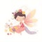 Playful floral delight, delightful illustration of cute fairies with playful wings and delightful floral charms