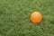 playful fun on the green: kids\' orange ball and grass field