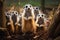 Playful and funny meerkat family, adorable antics in their habitat