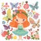 Playful garden whispers, colorful illustration of cute fairies with playful wings and whispering garden flowers