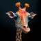 Playful Giraffe With Expressive Facial Animation Holding A Fish