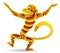 Playful golden monkey with open arms and Chinese style, Vector Illustration