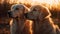 A playful golden retriever puppy sitting in the grass outdoors generated by AI