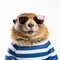 Playful Groundhog In Striped Shirt: Studio Photography With A Fun Twist