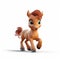 Playful Horse Baby: 3d Pixar Style Animation On White Background