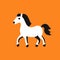 Playful Horse Icon Vector On Orange Background