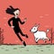 Playful Illustration Of A Girl And A Dog By Jean Jullien