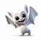 Playful Innocence: A Cartoon White Bat With Big Wings