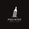 Playful italian wine logo, pisa landmark and wine bottle logo icon vector template