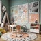 Playful Kids& x27; Playroom with Colorful Mural and Fun Toys