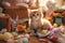 Playful kittens surrounded by Easterthemed toys