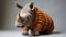 Playful Knitted Rhino Sculpture In Dark Beige Sweater