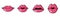 Playful lips. Cartoon female mouth. Face parts expressions. Pink makeup. Sensual kiss. Isolated woman smiles set. Beauty