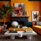 Playful Yet Macabre Living Room With Bold Colors And Monochrome Palette
