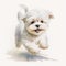 Playful Maltese Puppy in Watercolor: A Joyful and Energetic Portrait AI Generated