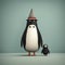 Playful Minimalist Digital Art: Penguins In Witch Costumes
