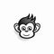 Playful Monkey Logo: Black And White Vector Illustration