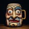 Playful Morbidity: Outsider Art Inspired Beer Mug With Crazy Face