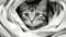 Playful And Morose: A Photocopy Style Close-up Of A Cute Cat Kitten