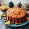 Playful Octopus Cake With Lemon Slices - Fun And Whimsical Dessert