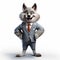 Playful And Optimistic Wolf In Businessman Suit - 3d Image