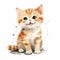 Playful Orange Kitten Watercolor Illustration