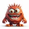 Playful Orange Monster Character In Spiky Mound Style - 3d Monster Art
