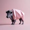 Playful Origami Bison: A Minimalist Composition With Curiosity And Friendliness