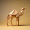 Playful Origami Camel: Minimalist 3d Model On Brown Background