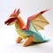 Playful Origami Dragon: Minimalist Wyvern Art With Colorful Details