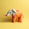 Playful Origami Elephant: Colorful Sculpture With Minimalist Design