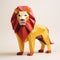 Playful Origami Lion: Minimalist Composition With Bold Colors