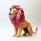 Playful Origami Lion: Minimalist Composition With Curiosity And Friendliness